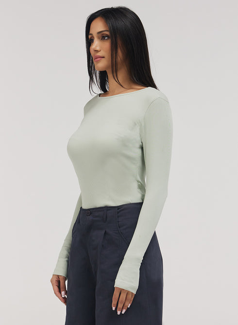 Rib Long Sleeve Top - Baby Green